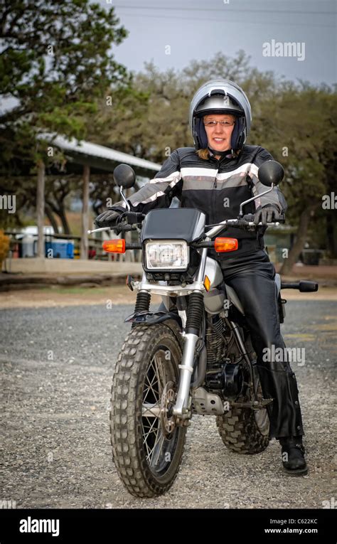 Mature Biker Lady Stock Photo Alamy