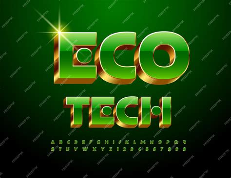 Premium Vector | Vector unique concept eco tech with 3d green and gold