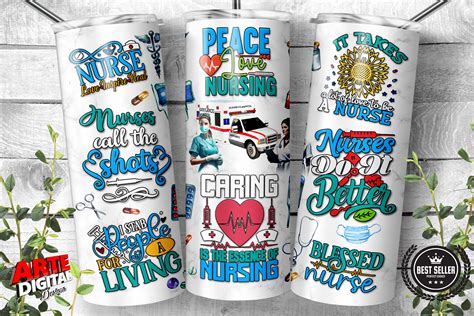 20oz Skinny Nurse Tumbler Wrap Png Graphic By Arte Digital Designs