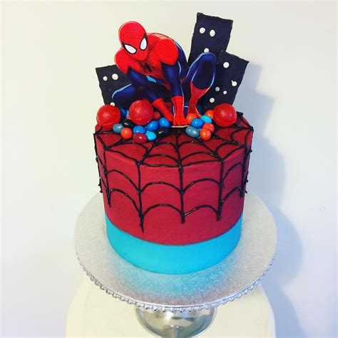 Buttercream Spiderman Web Cake Spiderman Birthday Cake Spiderman