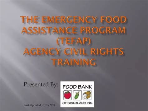 Ppt The Emergency Food Assistance Program Tefap Agency Civil Rights