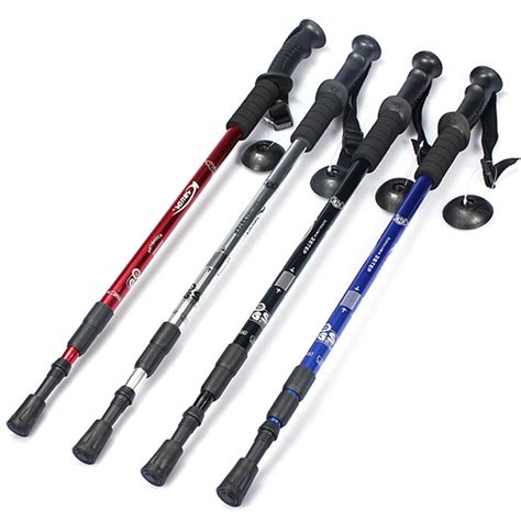 3-section Adjustable Canes Walking Hiking Sticks Trekking Pole Compass