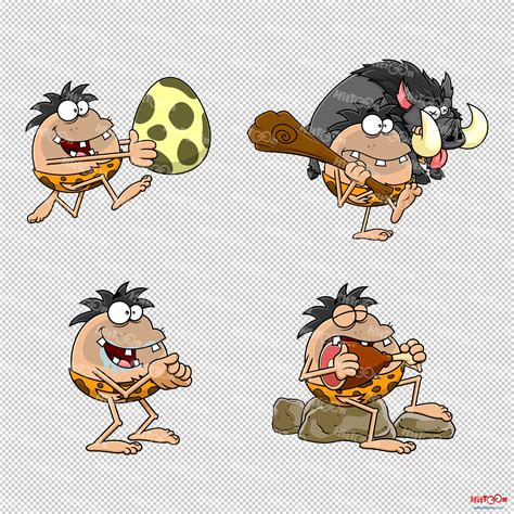 Caveman Cartoon Characters 5 By HitToon | TheHungryJPEG