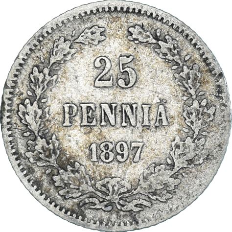 Coin Finland Nicholas Ii Penni Helsinki Silver