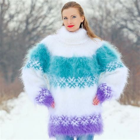 Fashion Mohair Mohair Yarn Mohair Sweater Softest Sweater Purple Hands Angora White