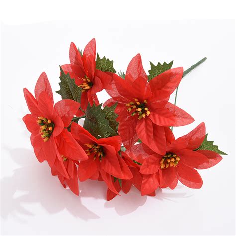 Christmas Artificial Red Flower7forks 35cm Red Christmas Flowers For