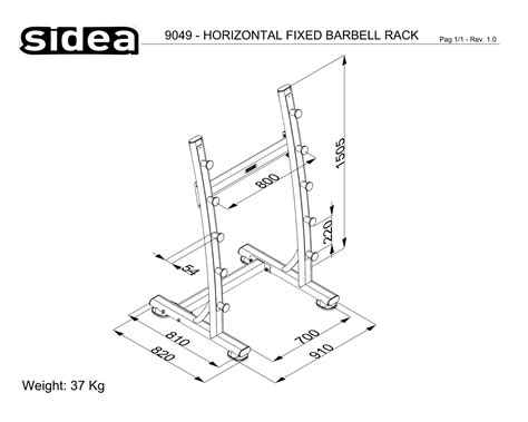 9049 Horizontal Fixed Barbell Rack Sidea Fitness Company International