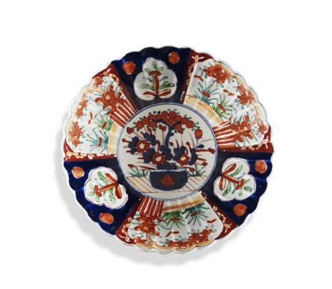 A Japanese Petal Rimmed Imari Dish Meiji Period Strauss Co