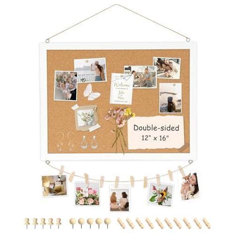 Double Sided Cork Board For Wall 12 X 16 Small Bulletin Board White