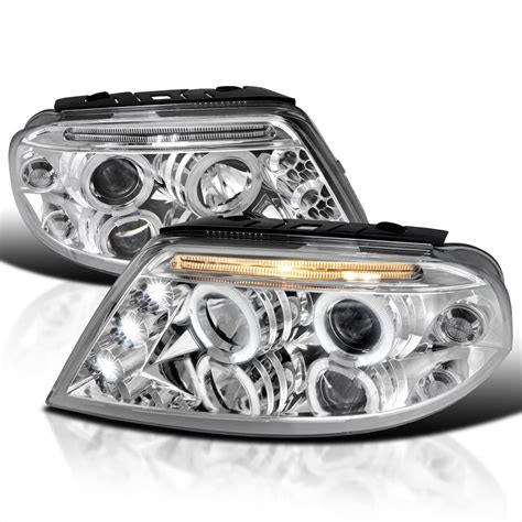 Spec D Tuning Led Halo Chrome Housing Clear Lens Projector Headlights Compatible