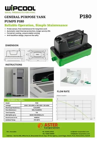 Wipcool P180 Drain Pump, P180 Condensate Tank Pump, Max Flow Rate: 180 ...