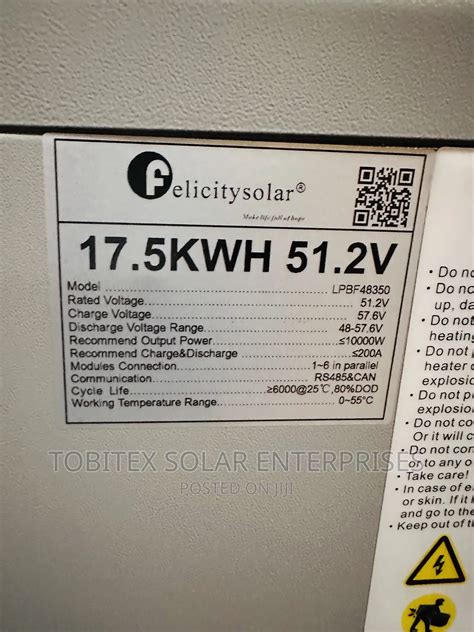 17 5kwh Felicity Lithium Batteries 51 2v In Ojo Solar Energy Tobitex