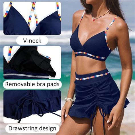 Sexy Tweedelige Bikini Dames Met Hoge Taille En V Hals Kleurblok Badpak Set Bol