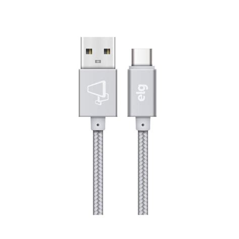 Cabo Usb Elg Tipo C Prata1 0m Nylon Tc10bs