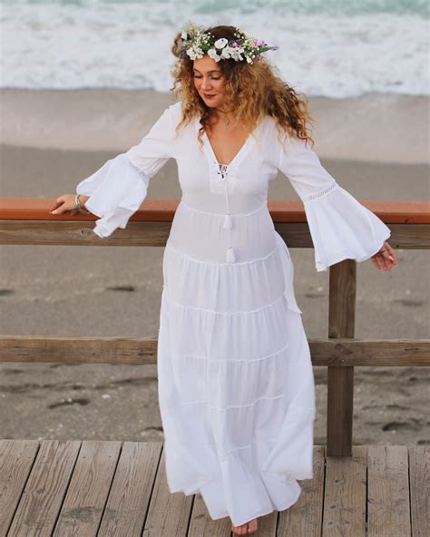 Long - Boho Beach - Sundress - Billowing Breeze - White