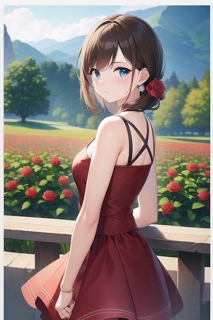 Premium Photo | Anime girl in a red dress