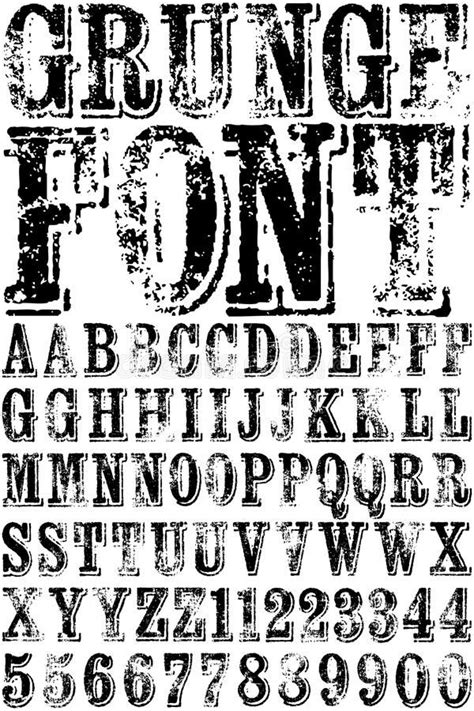 Grunge Font. Original vector grunge alphabet font with two versions of ...