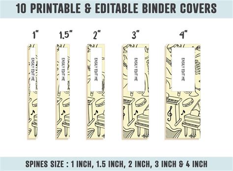 Binder Cover Music 10 Printableeditable Coversspines Etsy