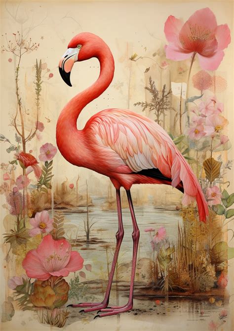 Flamingo Art Digital File, Bird Illustrations, Tropical Wildlife ...