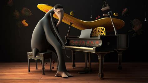 Premium Ai Image A Cartoon Of A Man Playing A Piano With A Black