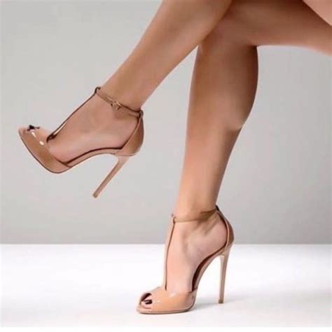Nude Peep Toe T Strap Heel Size Heels Leather High Heels High Heel Sandals