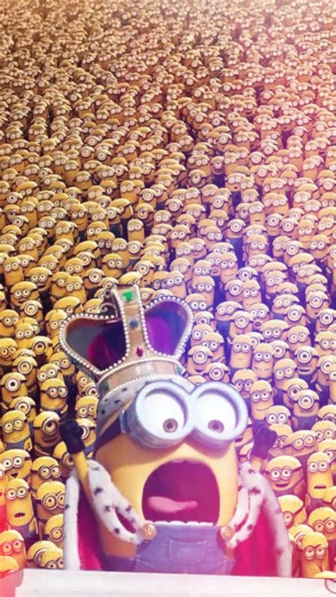 The Minions From Despicable Me Standing In Front Of A Large Group Of People