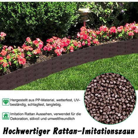 Froadp Rattan Optik Beeteinfassungen Rasenkante Set 5m Beetumrandungen