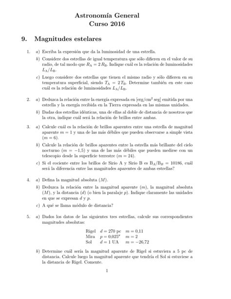 Astronom A General Curso Magnitudes Estelares