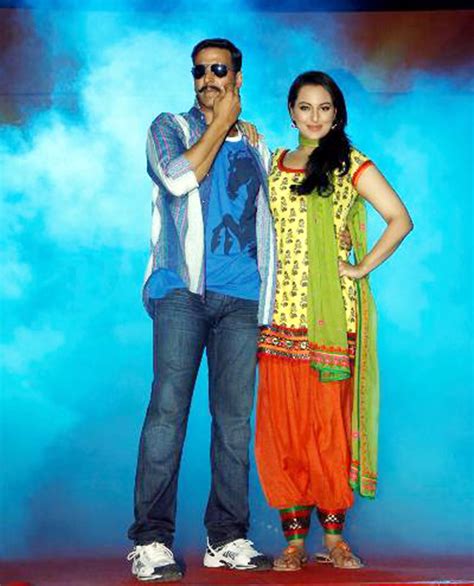 Sonakshi Sinha with Akshay Kumar at film ROWDY RATHORE first look launch at BDD Chawl Grounds in ...