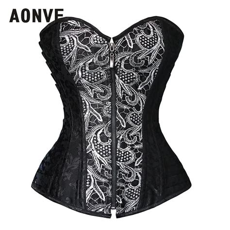 Aonve Elegant Tight Lacing Corsetto Women Gothic Clothing Black Plus