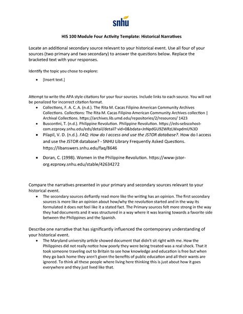 4-3 Analyzing Hisorical Narratives - HIS 100 Module Four AcƟvity