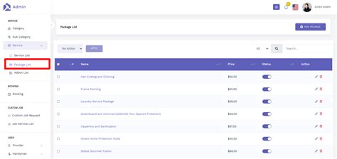 package list handyman service