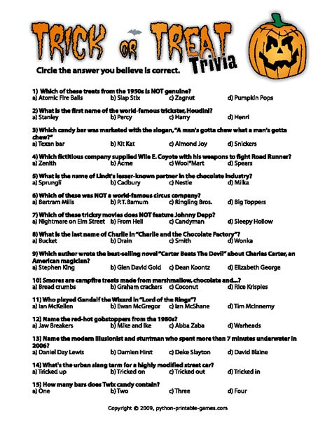 Halloween Trivia Questions And Answers Free Printable - Free Printable