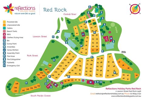 Red Rock Holiday Park Map Reflections Holiday Park