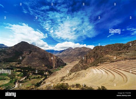 Terraces And Village In Andes Stock Photo Alamy