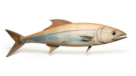 Premium Photo Vibrant Wooden Fish Sculpture On White Background