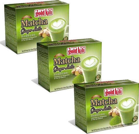 Gold Kili Instant Matcha Green Tea Ginger Latte Pack Of 3 30 Packets