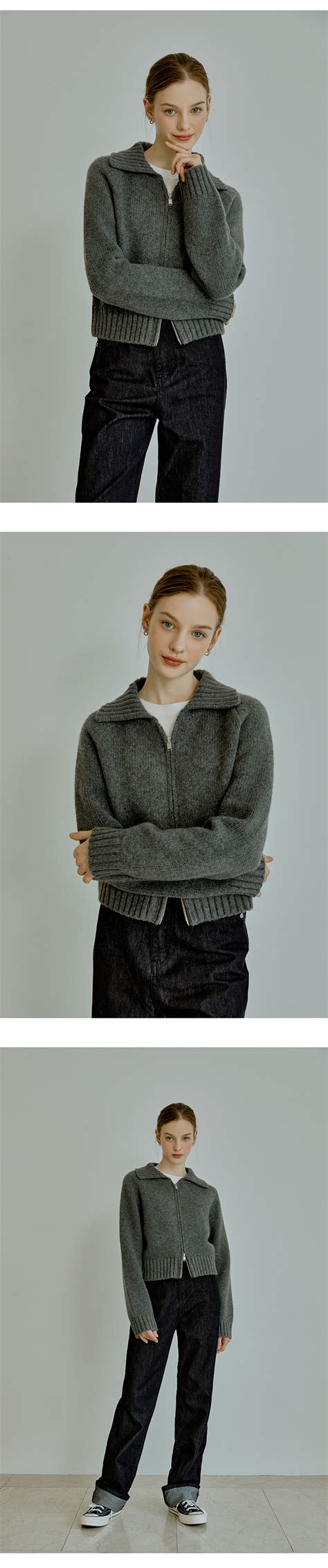 Buttering knit zip up cardigan charcoal 감도 깊은 취향 셀렉트샵 29CM