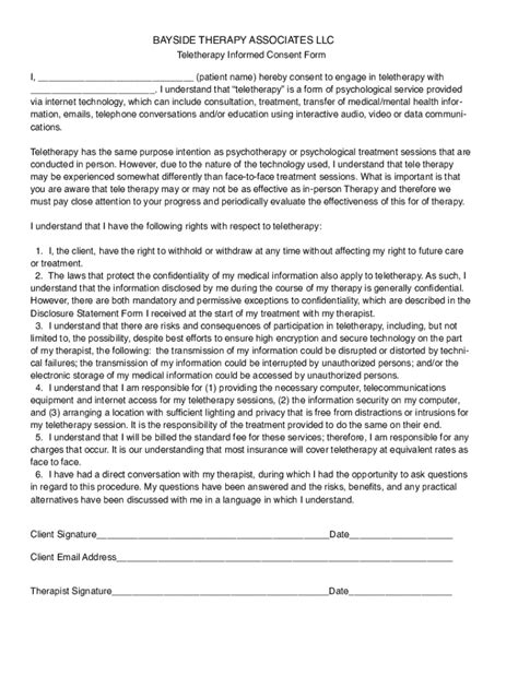 Fillable Online Teletherapy Consent Form Templatejotform Fax Email