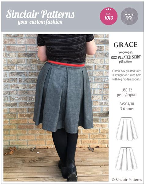 Box Pleated Skirt Sewing Pattern Downloadable Pdf File And 60 Off