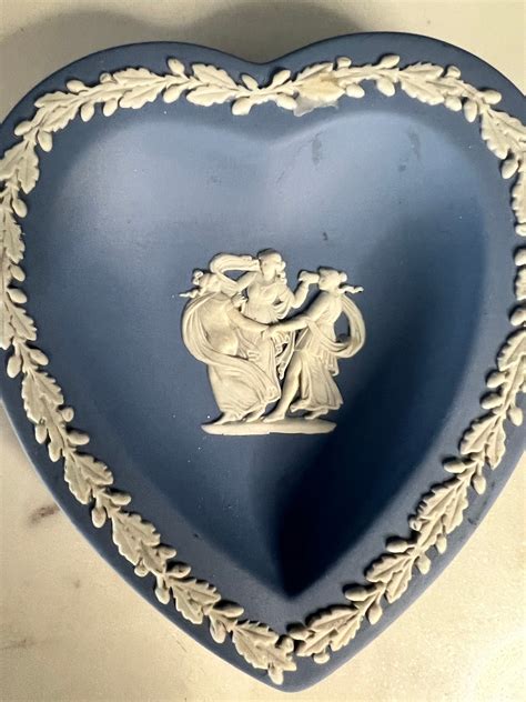 Vintage Wedgwood Blue Jasperware Heart Shape Trinket Dish Etsy