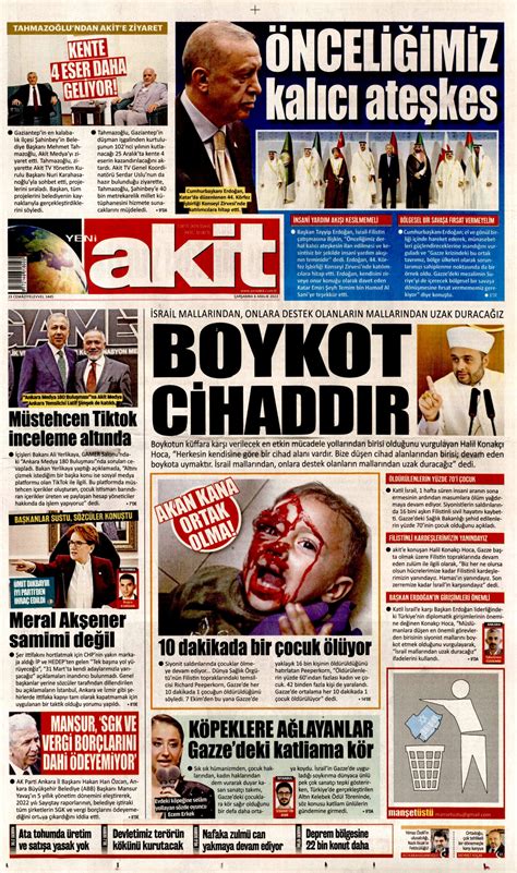 Yeni Akit Gazetesi Yeni Akit Manşet Oku Haberler 06 Aralık 2023