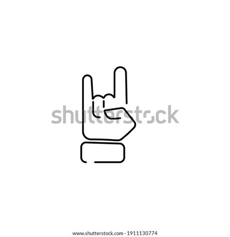 Rock Music Emoji Finger Gesture Line Stock Vector (Royalty Free ...