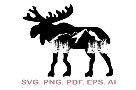 Elk Svg Elk And Mountains Svg Silhouette Cricut Wildlife Etsy