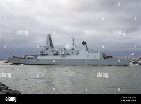 The British Royal Navy Type 45 Destroyer Hms Daring D32 Departs