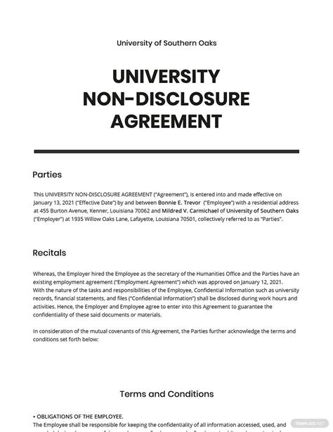 Non Disclosure And Non Compete Agreement Template Google Docs Word