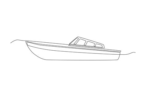 Single one line drawing boat traveling. vehicle concept. Continuous ...