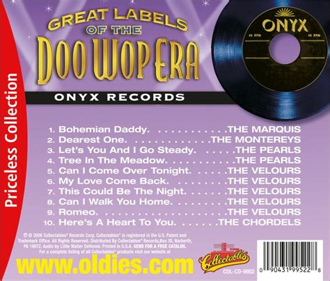 Onyx Records Great Labels Of The Doo Wop Era CD R 2006