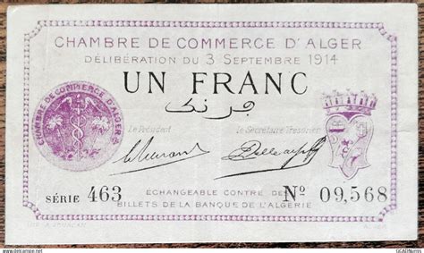 Algerien Billet Franc Chambre De Commerce D Alger N Cessit