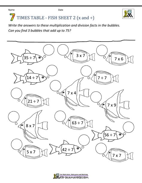 Free Times Table Worksheets 7 Times Table